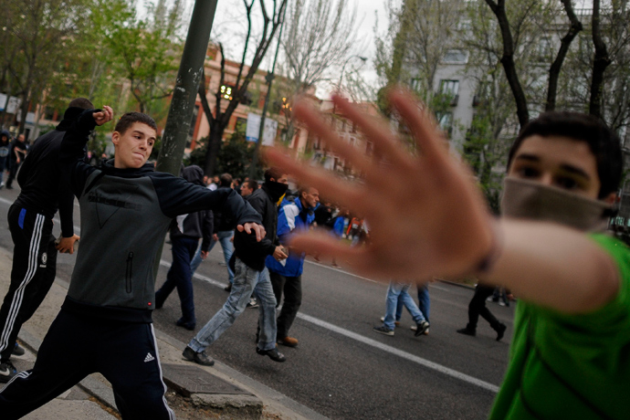 Protesters take to the streets of Madrid on Friday as the number of unemployed surpasses 6 million for the first time in Spain’s history.